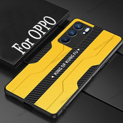 Soft TPU Protective Phone Case For Oppo Find X3 Lite Neo Carbon fiber PU Leather Splicing Back Cover For RENO 6 5 Pro Plus Case