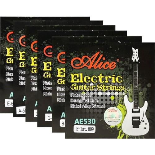 6 Pieces/Set ALICE AE530-SL Electric Guitar Strings 1st-6th Super Light .009-.042 Nickel Alloy Wound Full Set Hexagonal Core