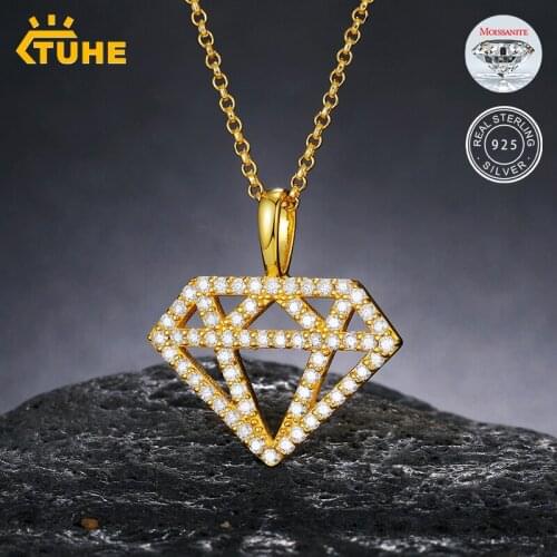 Trendy Top Quality 100% Sterling Silver 925 Key Moissanite Pendant Necklace For Mens Hip Hop Jewelry Personality Drop Shipping