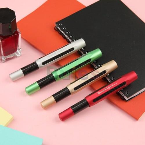 Kaweco AC Sport Carbon Fountain Pen,Made of Solid Matte Black Finished Aluminum Combined with Genuine Carbon,0.7mm