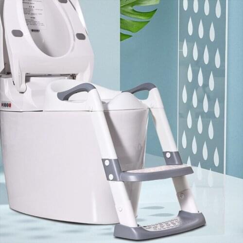 Portable Folding Toilet Seat Potty Chair Child Non-Slip Potty Training Seat with Adjustable Step Stools Ladder Urinal
