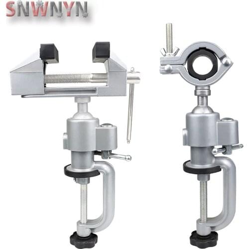 Portable 360° Swivel Rotating Table Vise Clamp Electric Drill Stand Multifunctional Aluminium Alloy Bench Woodworking Tool