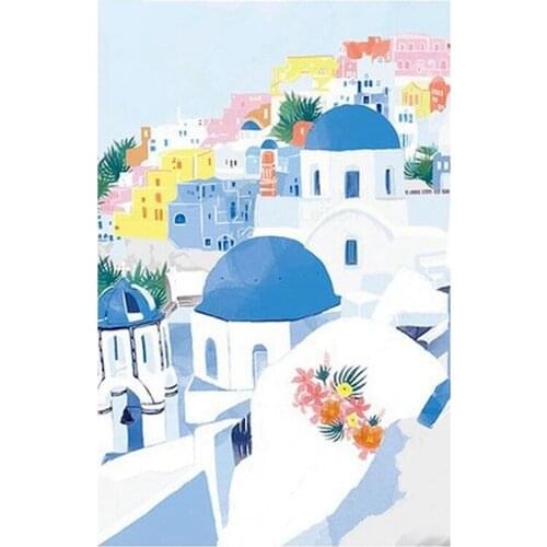 Practical DIY Diamond Painting Kits For Adults, Full Drill Crystal Rhinestone Paintings Kit For Home Decoration Greek Castle