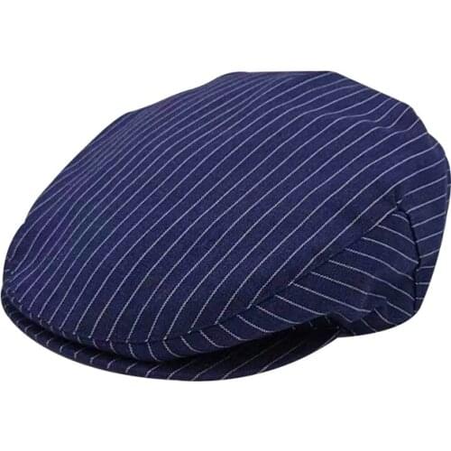 Blue Stripe Cotton Men Beret Cap Adjustable Hats Men Cowboy Hat Golf Driving Summer Flat Cabbie Newsboy Caps
