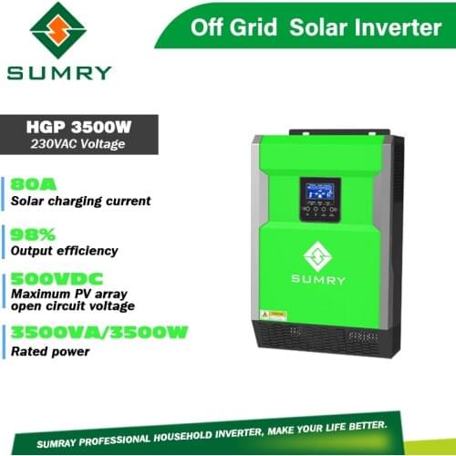 SUMRY Solar Inverter HGP Series 3500W 220V 24V MPPT 100A Max 500VDC with Optional Wifi Modle/Anti-aging Kit/LCD Remote Control