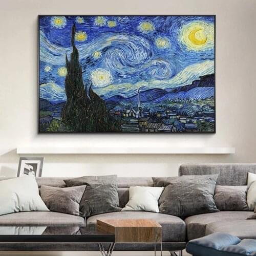 Van Gogh Starry Night Famous Art Canvas Paintings On the Wall Art Posters And Prints Impressionist Art Pictures Home Decoration