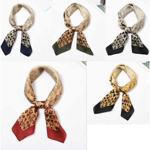 Yishine 20pcs Mix Colors Multifunction New Snake Design Printed Womens Small Square Wraps Scarves Shaw Polyester Silk Scarf