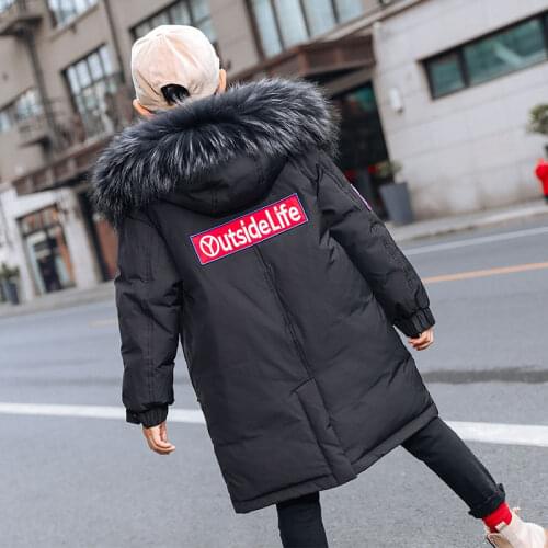 Teenage Big Boys Winter Jacket 2021 Childrens Disguise Fur Hooded Outwear Kids Thicken Warm Coat for Boys 4 6 8 10 12 14 Years