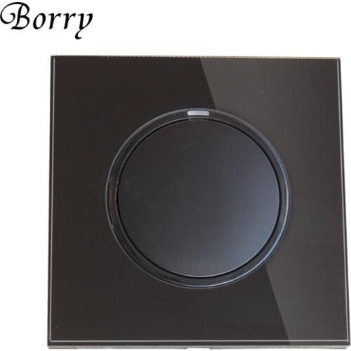 1 Gang 1 Way of Accidentally Pressing On / Off Wall Light Switch with LED Indicator Knight Black Crystal Tempered Glass Panel