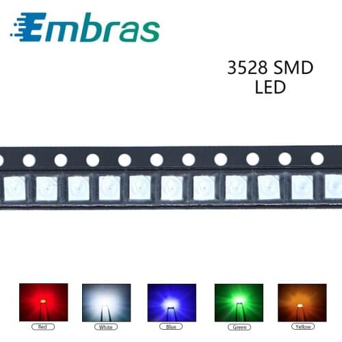 100pcs 3528 SMD LED Electron Component Blue Yellow White Green Red Orange Purple RGB High Light Emitting Diode DIY Kit