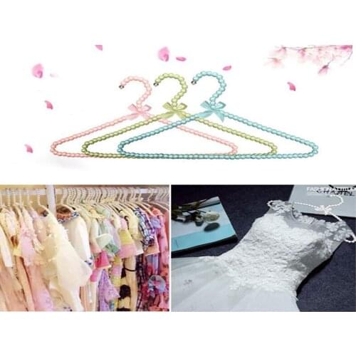 100pcs/lot Colorful White Pearl Hanger for Dresses/ Beads Adult Hanger Wardrobe Clothes Seamless Laundry Hanger