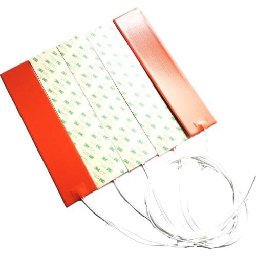 220v 100w 50*250*1.5mm silicone band heater for machine adhesive 1 side 1000mm lead wire come out from middle of 50mm side