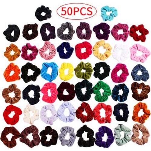 40/50pcs/pack Velvet scrunchies for women elastic hair rubber band girl crunchy hair tie hairband chouchou Headwear wholesale