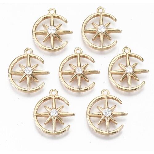 5pcs Gold Color Plated Brass with Zircon Horse Eye Star Charms Pendants DIY Necklace Bracelet Charm Accessories Fashion Jewelry