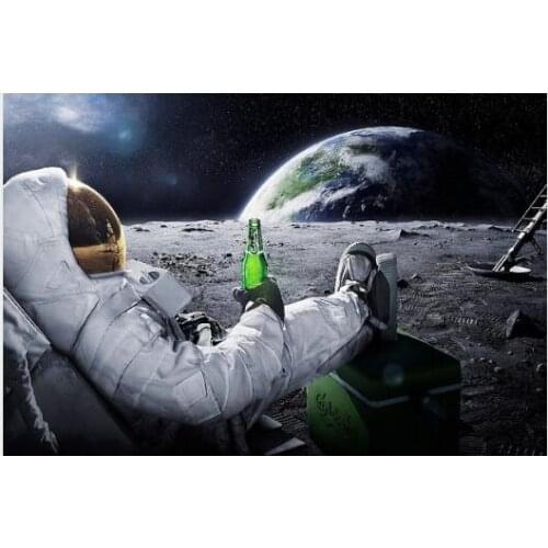 Living room wall decoration fabric poster Painting Outer Space Fantasy Immigration to the Moon Comfortable lying