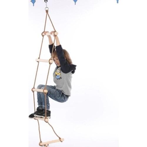 Wooden Rope Ladder Multi Rungs Safe Sports Rope Swing Swivel Rotary Connector Tools Children Activity Climbing Game Toys