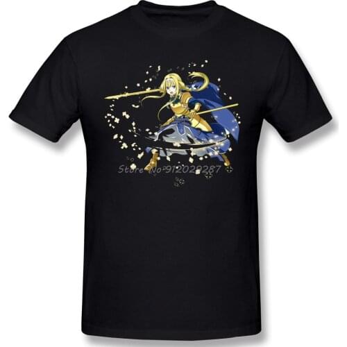 Men Sword Art Online Alicization Sao Black T-Shirt Alice Synthesis Thirty In Action Pure Cotton Tees Harajuku Daily Life
