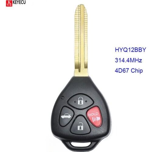 KEYECU for Toyota Camry 2007 2008 2009 2010 2011 Remote Key Fob 4D67 Chip FCC ID: HYQ12BBY