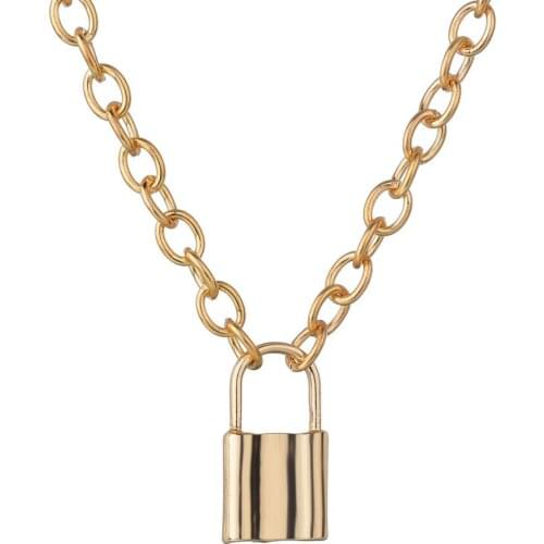 Classic Rock Choker Lock Pendant Necklaces Link Chain PadLock Necklaces Collar ras du cou collier Femme For Women Men Wholesale