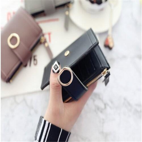 Hot Sell Women Wallets Small Fashion PU Leather With Zipper Purse Ladies Card Bag Female Money Clip Wallet 5 Colors 2021 New