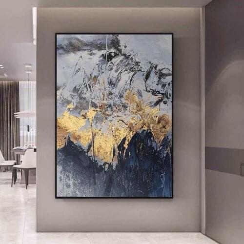 Best Art Purple Blue Gray Yellow Abstract Oil Painting Canvas Handmade Painting Home Decor Oil Painting Artwork