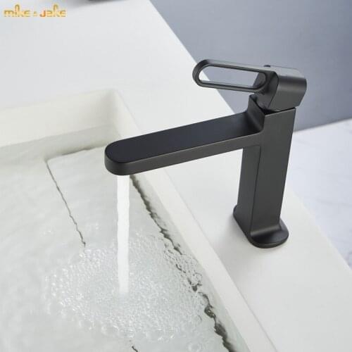 Matte black bathroom basin mixer water tap hot and cold sink tap crane black basin mixer single handle hole bathroom black tap