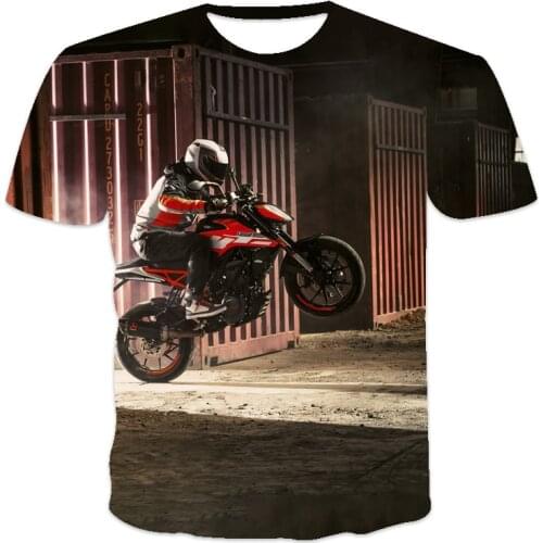 2021 new summer hot sale oversized loose short sleeve motorcycle print O-neck mens T-shirt
