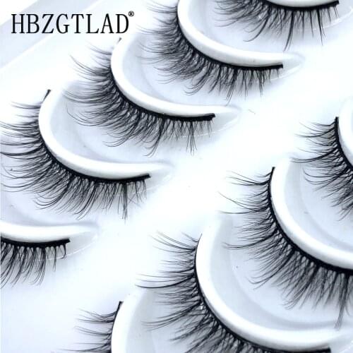 HBZGTLAD New 6 pairs natural long false eyelashes soft fluffy 3d mink lashes handmade faux cils reusable cilios makeup eye lash