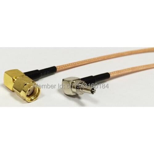 New RP-SMA Male Plug Right Angle To CRC9 Male Right Angle RG316 Cable Wholesale Fast Ship 15CM 6"