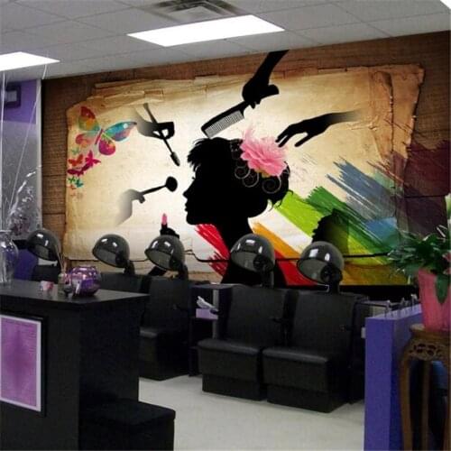 Beibehang Custom wallpaper 3d mural retro nostalgic silhouette hairdresser barber shop tooling обои background wall decoration
