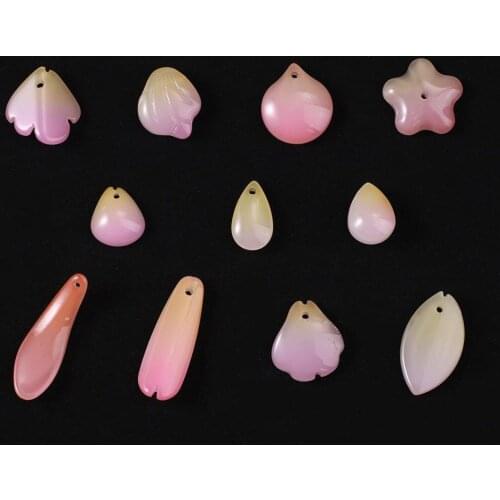 Top Quality 1pc Mix size Gradient Style Color Glass Petals Beads DIY Crafts Garment Beads For Decoration Sewing Accessories