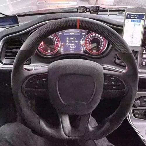 Cuatomized Real Carbon Fiber Sports Steering Wheel Alcantara Leather Replacement For Dodge Charger 2019-2020