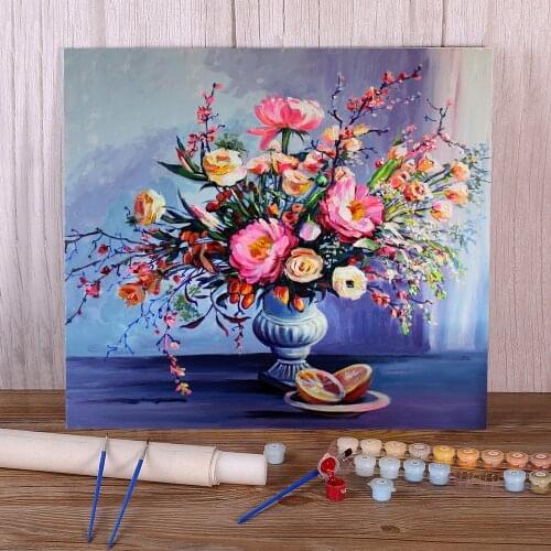 Landscape Flowers Coloring By Numbers Painting Set Oil Paints 40*50 Picture By Numbers Photo New Design Children Drawing