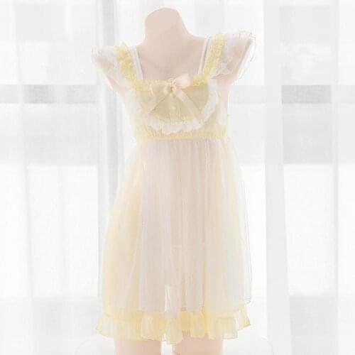 Angel Suspender Dress Lovely Bow Ribbon Maid perspective Dress Sweet Sexy Lolita Girl Bandage Sleepwear Set