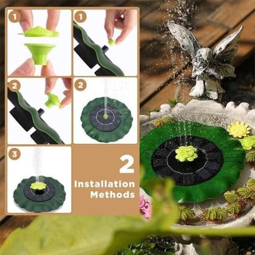 Floating Mini Solar Waterfall Lotus leaf Fountain Garden Pool Pond Bird Bath Solar Panel Powered Water Pump Lotus leaf decoratio