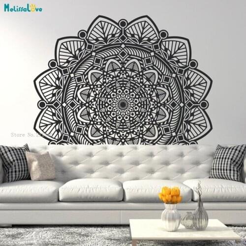 Modern Craft Exquisite Mandala Flower Wall Sticker Home Decor Indian Pattern Vinyl Yoga Murals Living Room Vinyl Decals YT3954