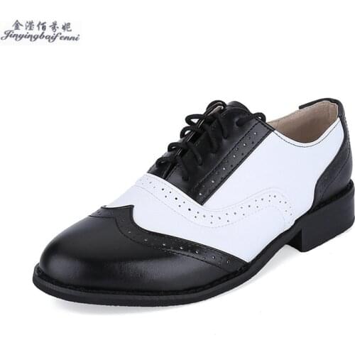 Genuine Leather Black white oxford shoes for men lace-up mens dress shoes size 12 brand mens leather brogue shoes Moccasins