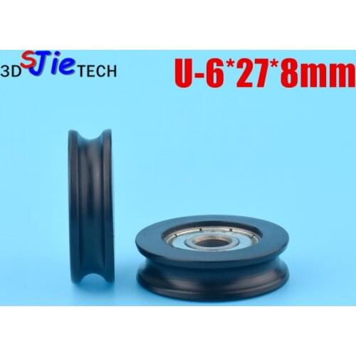 1pcs 6*27*8mm U grooves, rubber bearing pulley POM 626zz for 3D printer , door and window drawer pulley