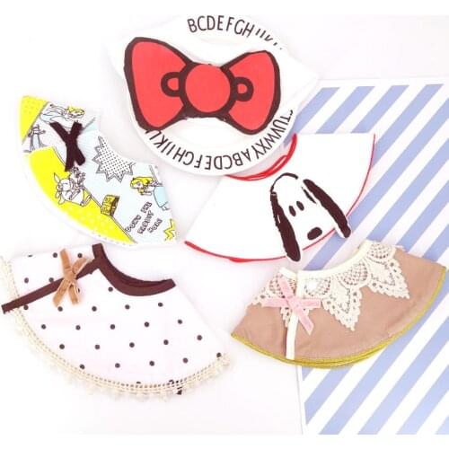 Japanese baby 360 round rotating bib Pure cotton baby saliva towel lace little princess fake collar、Can embroider name