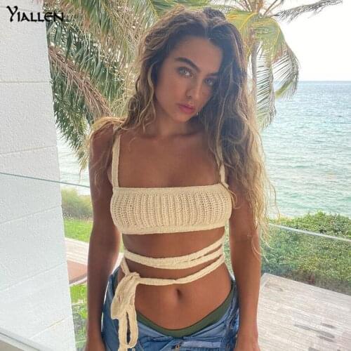 Yiallen Summer Sexy Low Chest Mesh Halter Camisole Women Fashion Beach Vacation Tops Lady Basic Wild Y2K Vest Party Clubwear Hot