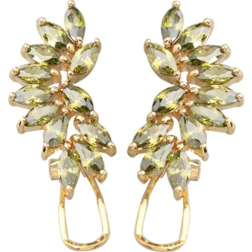 Precious Olivine Peridot 3*5mm Semi-precious Cool For Womens Stud Earrings ED0493