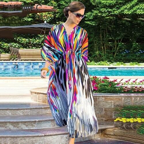 Women Drawstring Contrast Color Dress New V-Neck Three-quarter Sleeve Loose Fit Fashion Tide Spring Autumn 2020 T422