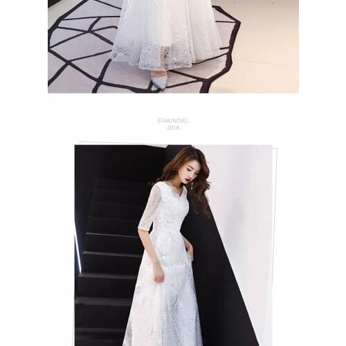 Robe De Soiree Evening Dress 2020 Gold Sequined Crystal O-Neck Black Floor-length Dinner Gowns LF405