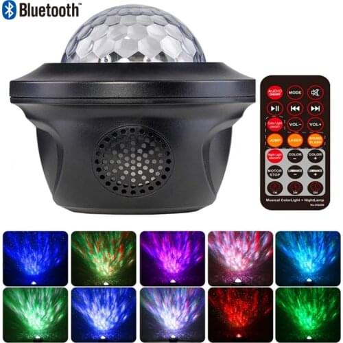 Star Galaxy Projector LED Starry Sky Rotating Water Wave Lamp Remote Control Bluetooth USB Music Player Room Atmospher Kids Gift