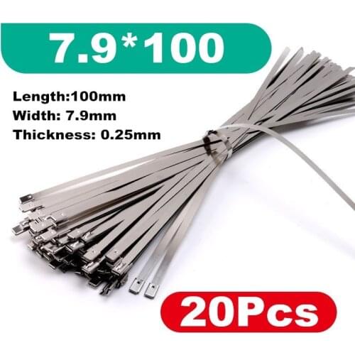 10/20Pcs Self Locking Stainless Steel Cable Tie Multi Purpose Steel Cable Tie Multi Purpose Cable Metal Zip 7.9x100-400MM