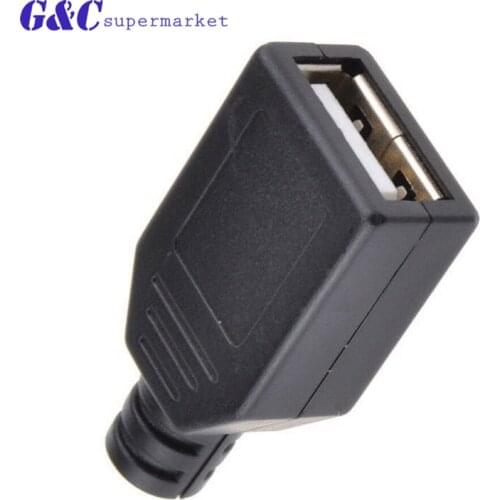 10pcs Type A USB 4-pin plug and socket connector with black plastic cover popular electronics diy electronics