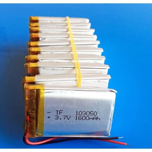 10 pcs 3.7V 1600mAh lipo rechargeable battery 10*30*50mm lithium polymer li ion cells for speaker PAD GPS DVD recorder camera