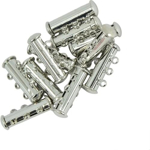 10Pcs Multi 3 Strand Slide Lock Magnetic Tube Brass Clasps fit Pearl Gemstone Necklaces Bracelets Earrings DIY Making