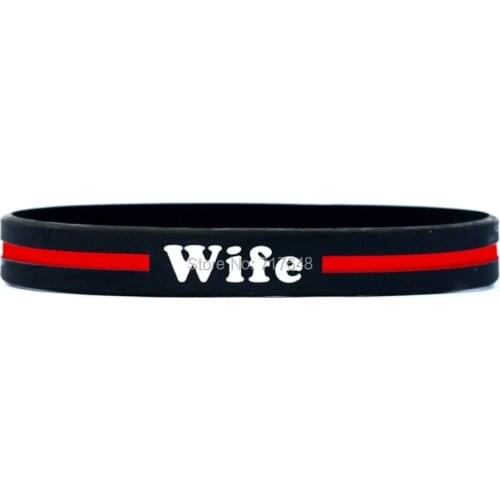 100pcs Inspirational Family Wife Thin Red Line wristband silicone bracelets free shipping by ePacket A