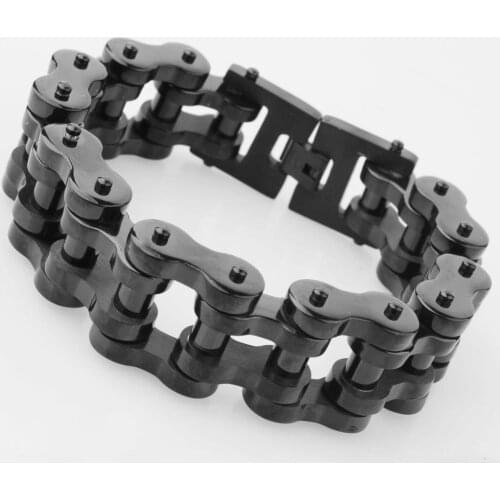 18/22mm Heavy Wide Stainless Steel Bike Bracelet Men Black Biker Bicycle Motorcycle Chain Mens Bracelets Mens Bangles